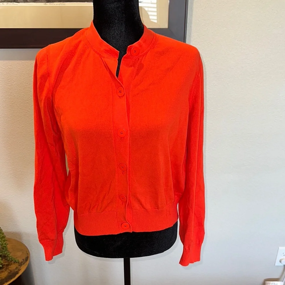 J. Crew women’s Cardigan sweater in cotton crepe‎ large EUC